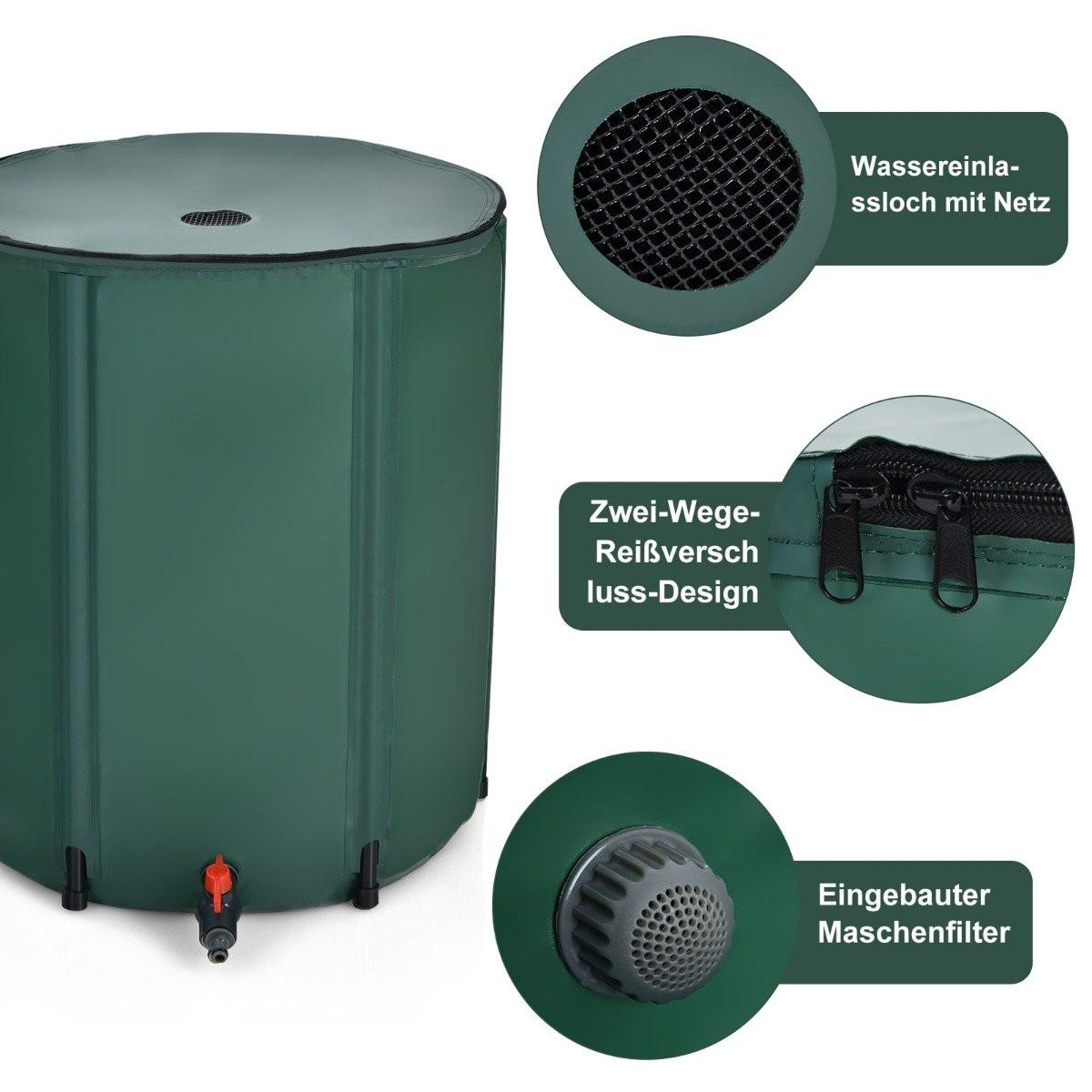 Northix faltbare Regentonne Wasserspeicher 60cm x 60cm x 80cm Dunkelgrün  