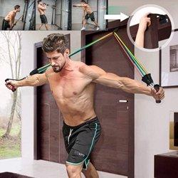 SwissGym  Resistance Band Fitness Band Doorgym Widerstandsbänder Set mit 11 Teilen 