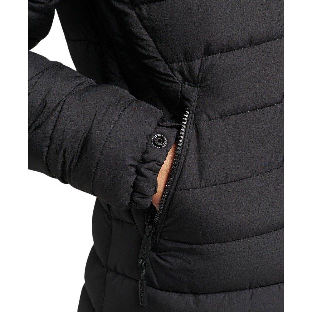 Superdry Piumino lungo leggero con cappuccio e finta pelliccia  