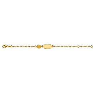 MUAU Schmuck  Bébé Bracelet Anker Gelbgold 750, 14cm Gravurplatte Lebensbaum 6mm 