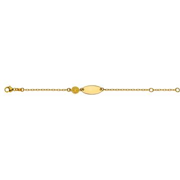 Bébé Bracelet Anker Gelbgold 750, 14cm Gravurplatte Lebensbaum 6mm