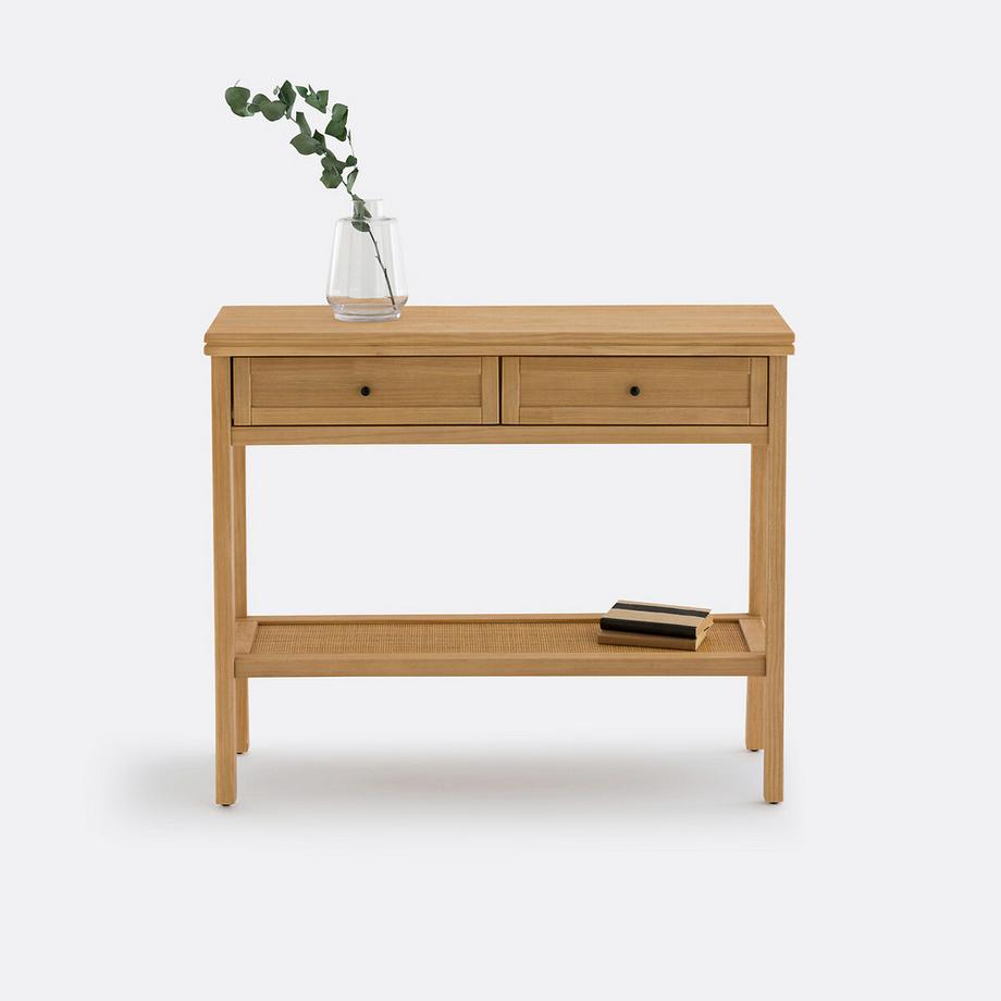 La Redoute Intérieurs Console double plateau pin massif et cannage Gabin  