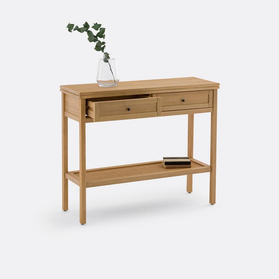 La Redoute Intérieurs Console double plateau pin massif et cannage Gabin  