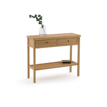 Console double plateau pin massif et cannage Gabin