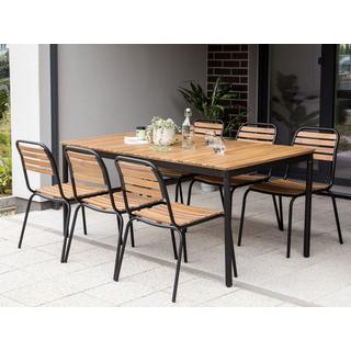 Beliani Ensemble de salle à manger de jardin pour 6 personnes en Acacia Rustique VALLESE  