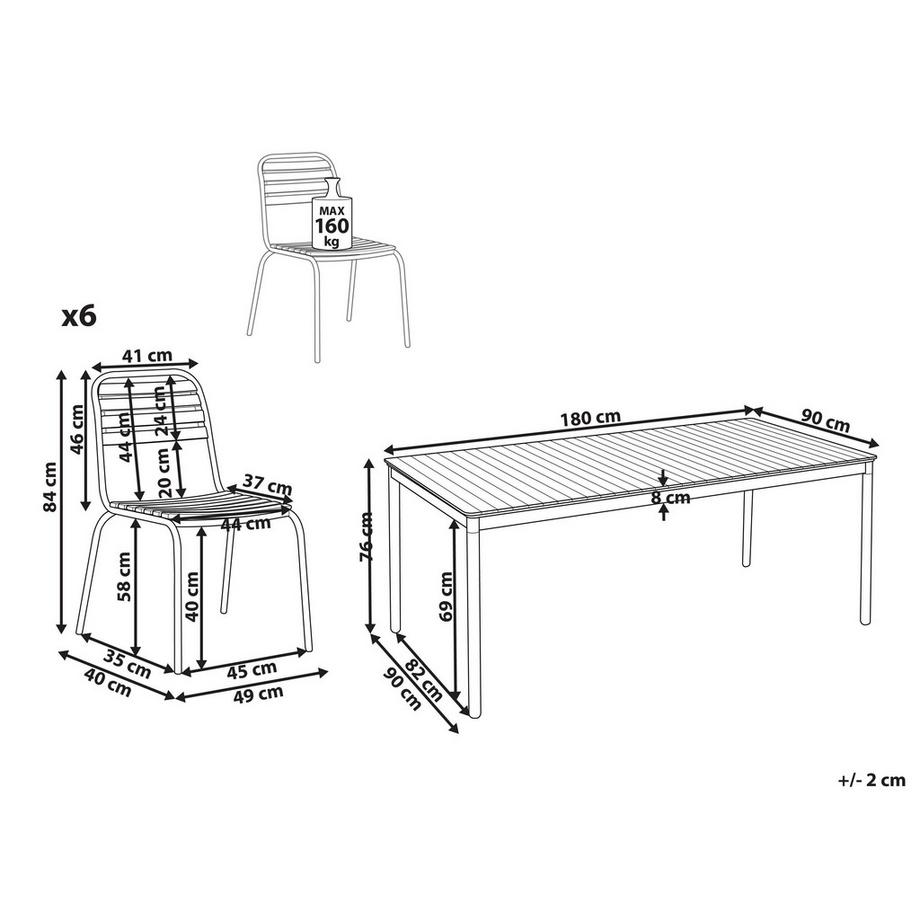Beliani Set da pranzo per 6 persone en Legno d'acacia Rustico VALLESE  