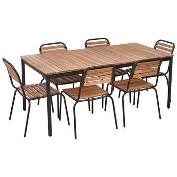 Ensemble de salle à manger de jardin pour 6 personnes en Acacia Rustique VALLESE