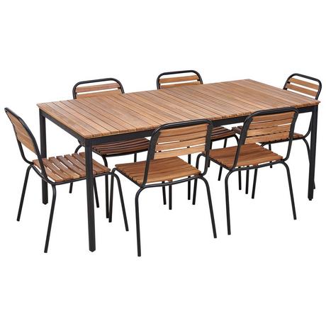 Beliani Ensemble de salle à manger de jardin pour 6 personnes en Acacia Rustique VALLESE  