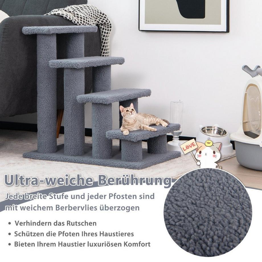 Northix  Scale per animali che si arrampicano sull'albero per gatti per gatti fino a 25 kg 61 x 41 x 60 cm grigio 