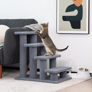 Escalier pour animaux grimpant aux arbres, escaliers pour chats jusqu'à 25 kg 61 x 41 x 60 cm gris