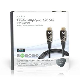 Nedis  Câble HDMI optique actif haute vitesse avec Ethernet | Connecteur HDMI™ | Connecteur HDMI™ | 4K@60Hz | 18 Gbps | 20,0 m | Rond | PVC | Noir | Boîte cadeau 