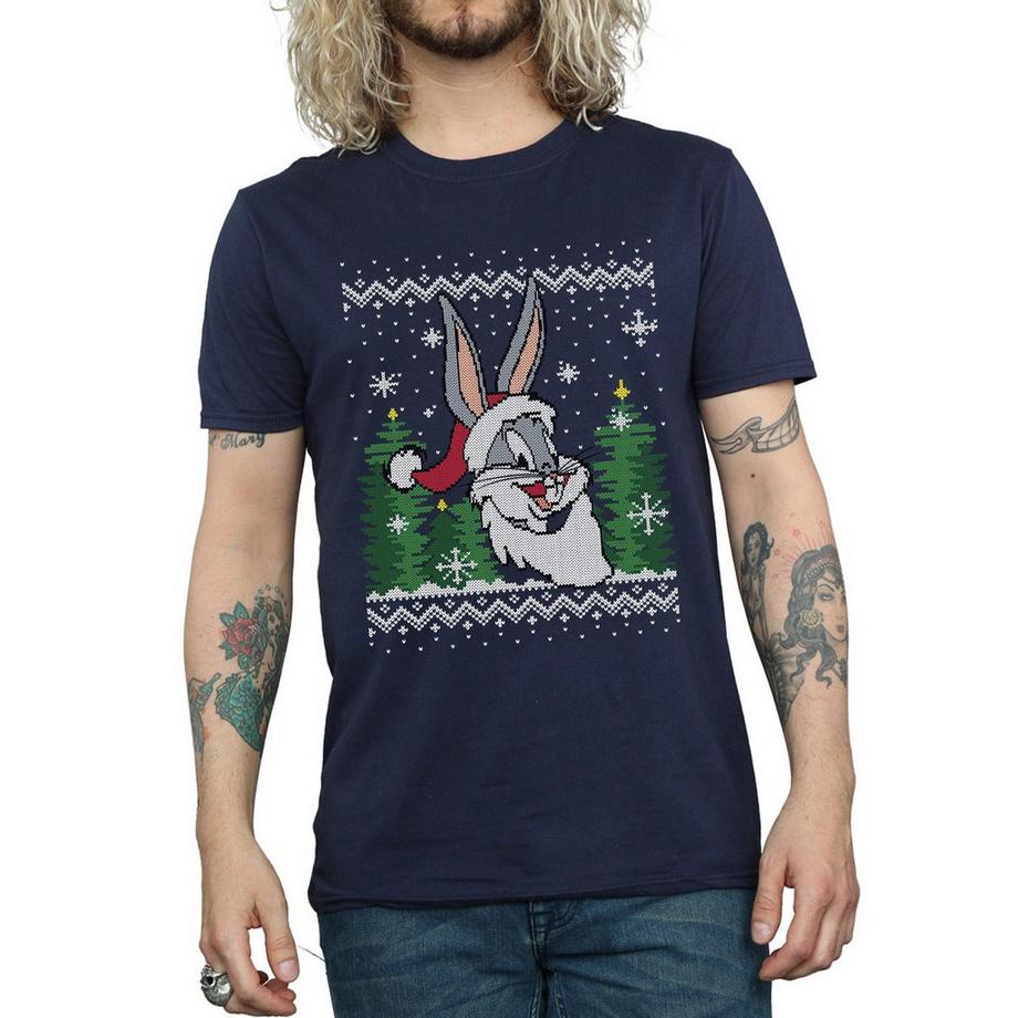 LOONEY TUNES Bugs Bunny Christmas T-Shirt Imprimé  