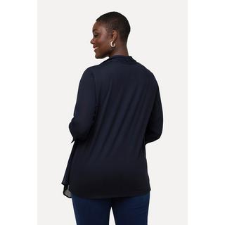 Ulla Popken  T-shirt à col en V et manches 3/4, voile en mousseline 