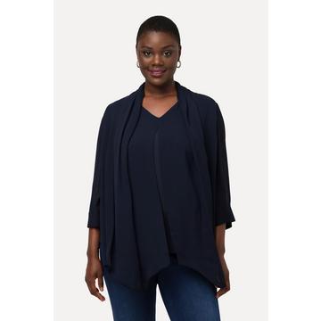 Shirt, Chiffon-Überwurf, V-Ausschnitt, 3/4-Arm