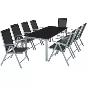 Aluminium Sitzgruppe 8+1 Stühle mit verstellbarer Rückenlehne und luftdurchlässigem Textilene-Gewebe