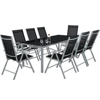 Tectake set di sedute e tavolo in alluminio 8+1  