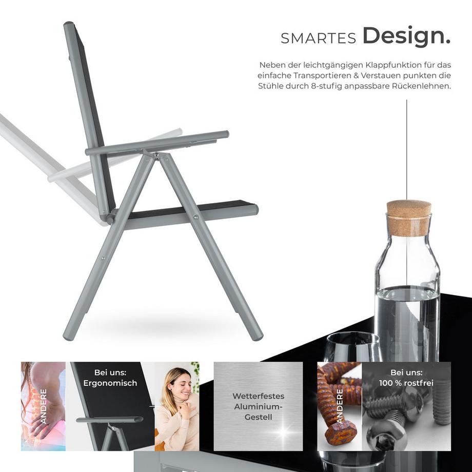 Tectake Sitzgruppe Pompeii mit Aluminiumgestell, für 8 Personen wetterfest  