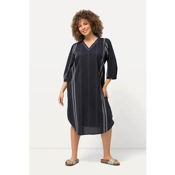 Kaftan, Mustersteifen, Oversiezd, V-Ausschnitt, 3/4-Arm