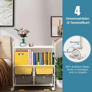 B2X  Rollwagen mit 4 stapelbaren Schubladen & Metallgestell & Ablageflächen Rollcontainer Gelb 