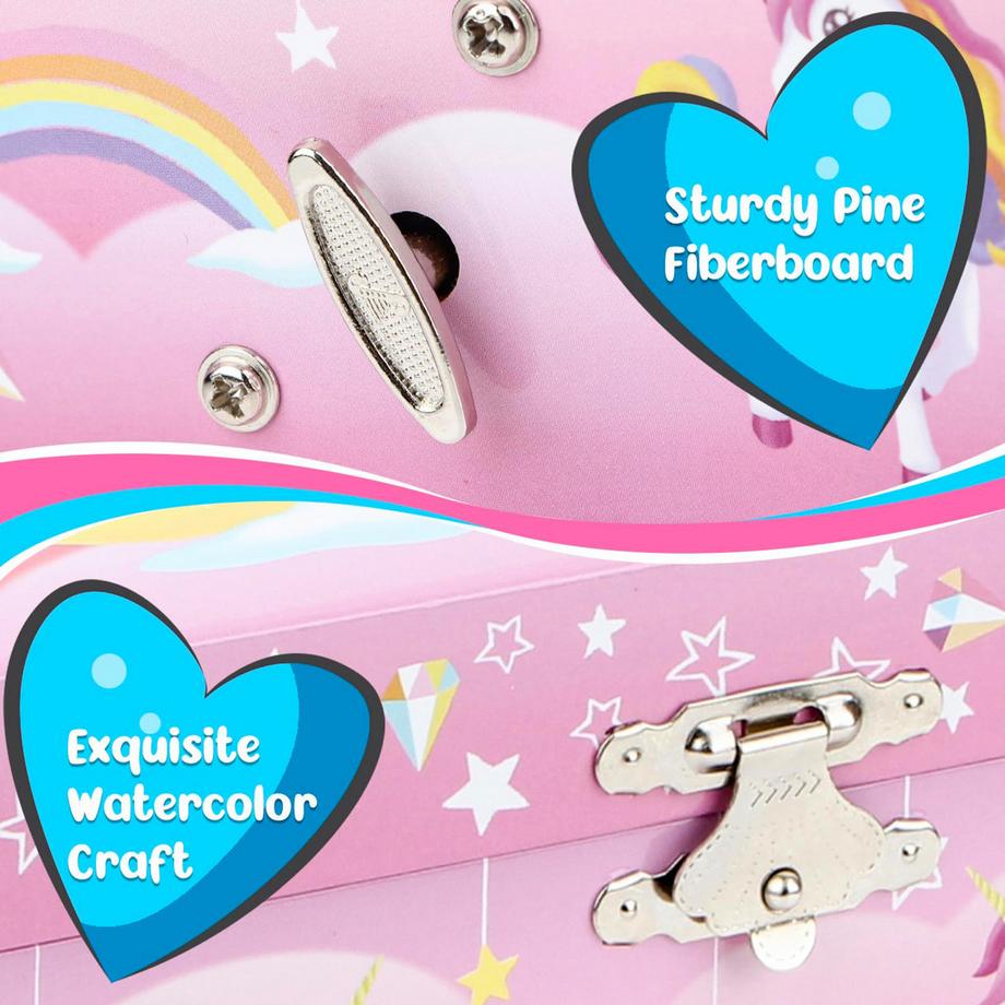 Only-bags.store  Boîte à bijoux avec boîte à musique avec ensemble de bijoux licorne, boîte à bijoux pour enfants boîte à musique avec ballerine tournante 