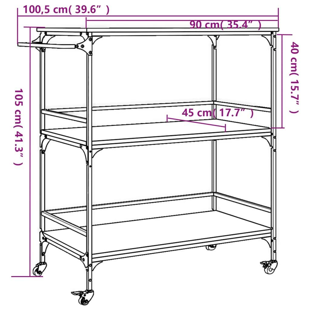 VidaXL Chariot de cuisine bois d'ingénierie  