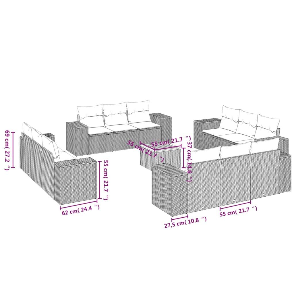 VidaXL set divano da giardino Polirattan  