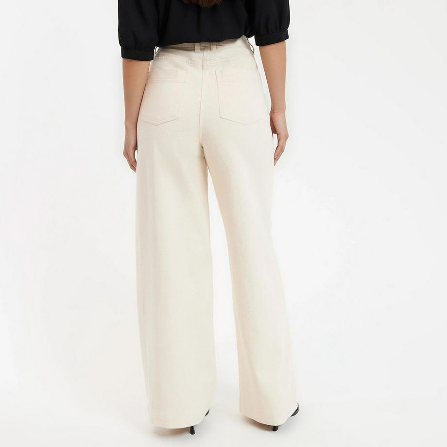 La Redoute Collections Pantalon Large Taille Haute en Twill de Coton  