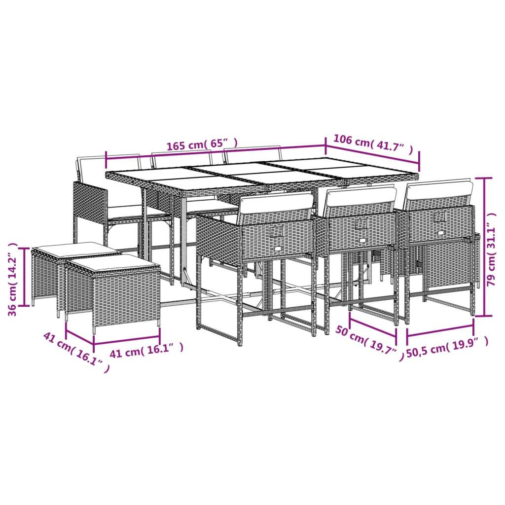 VidaXL Ensemble de salle à manger de jardin rotin synthétique  