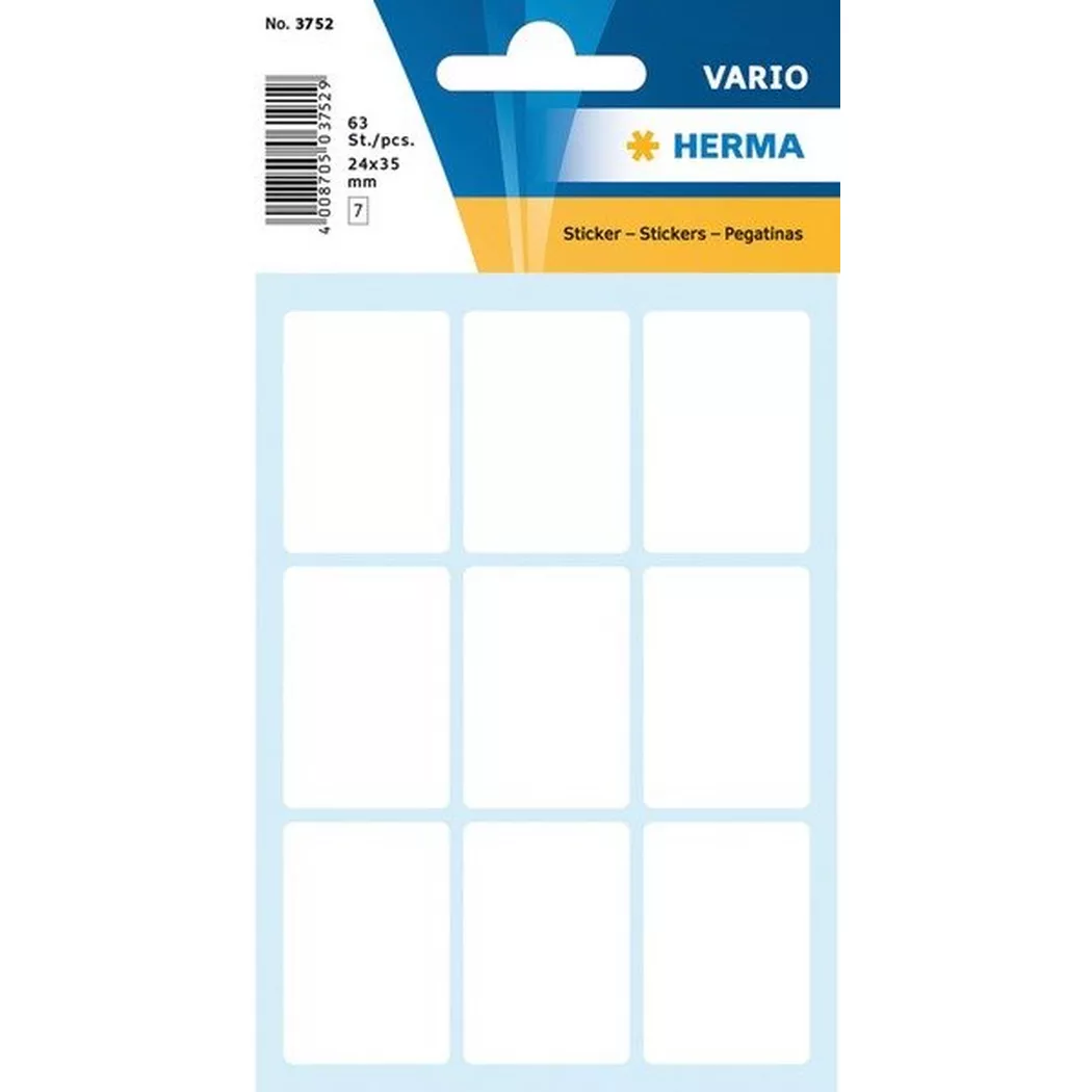 HERMA – Etiketten 24×35mm 3752 weiss 63 Stück, One Size
