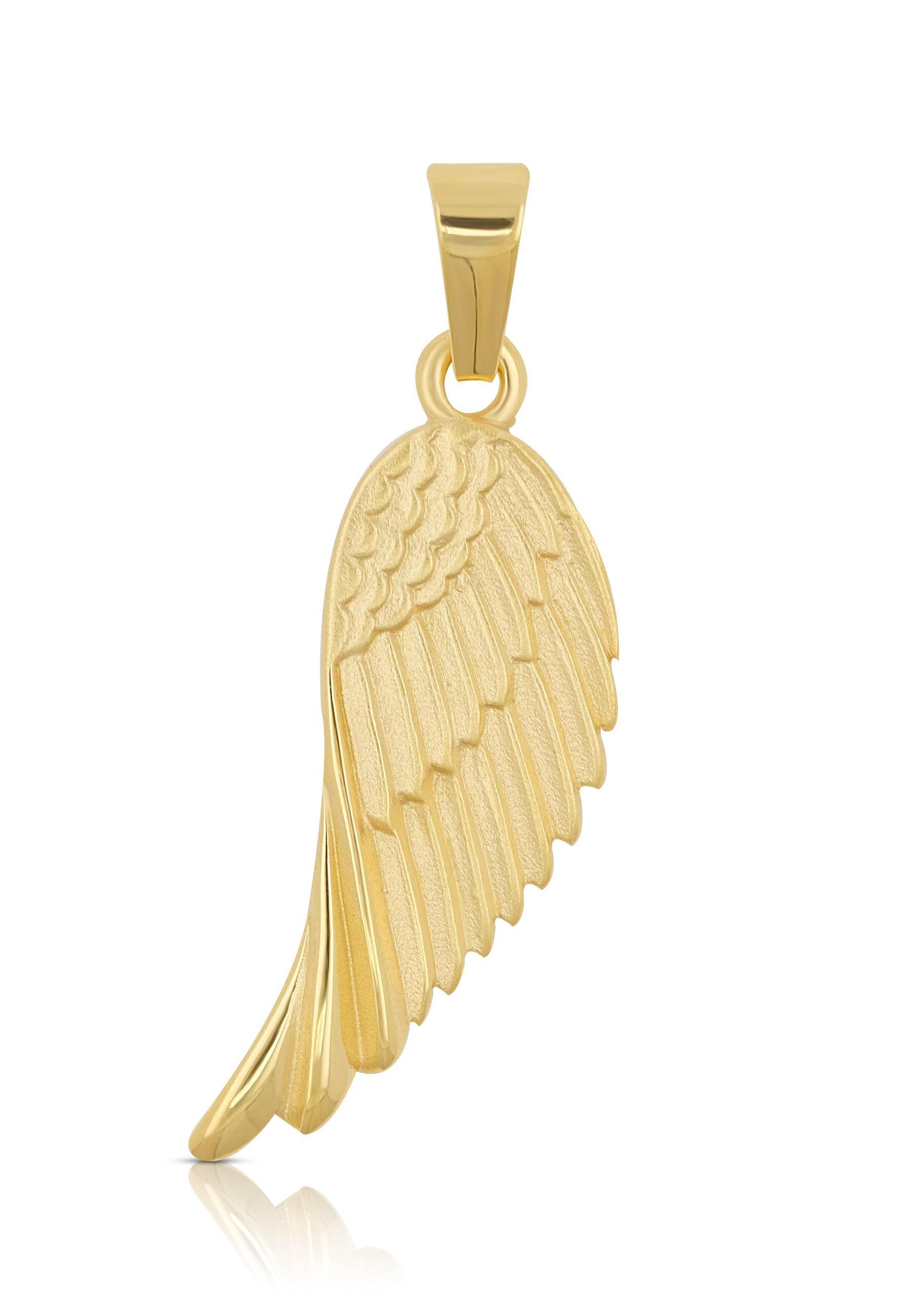 MUAU Schmuck  Pendentif aile d'ange en or jaune 750, 27x14mm 