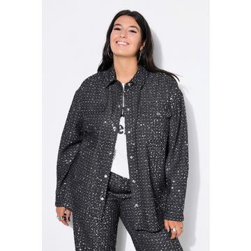 Veste-chemisier aspect jean, paillette, coupe oversize