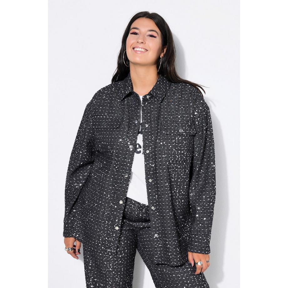 Studio Untold Veste-chemisier Oversize Paillettes Aspect Jean  