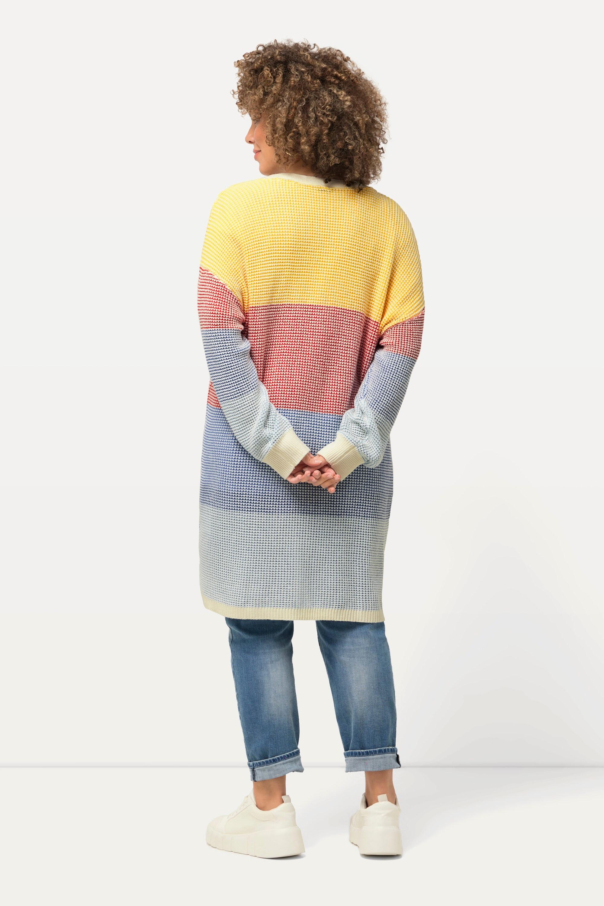 Ulla Popken  Cardigan long oversized en forme d'œuf, coupe ouverte 