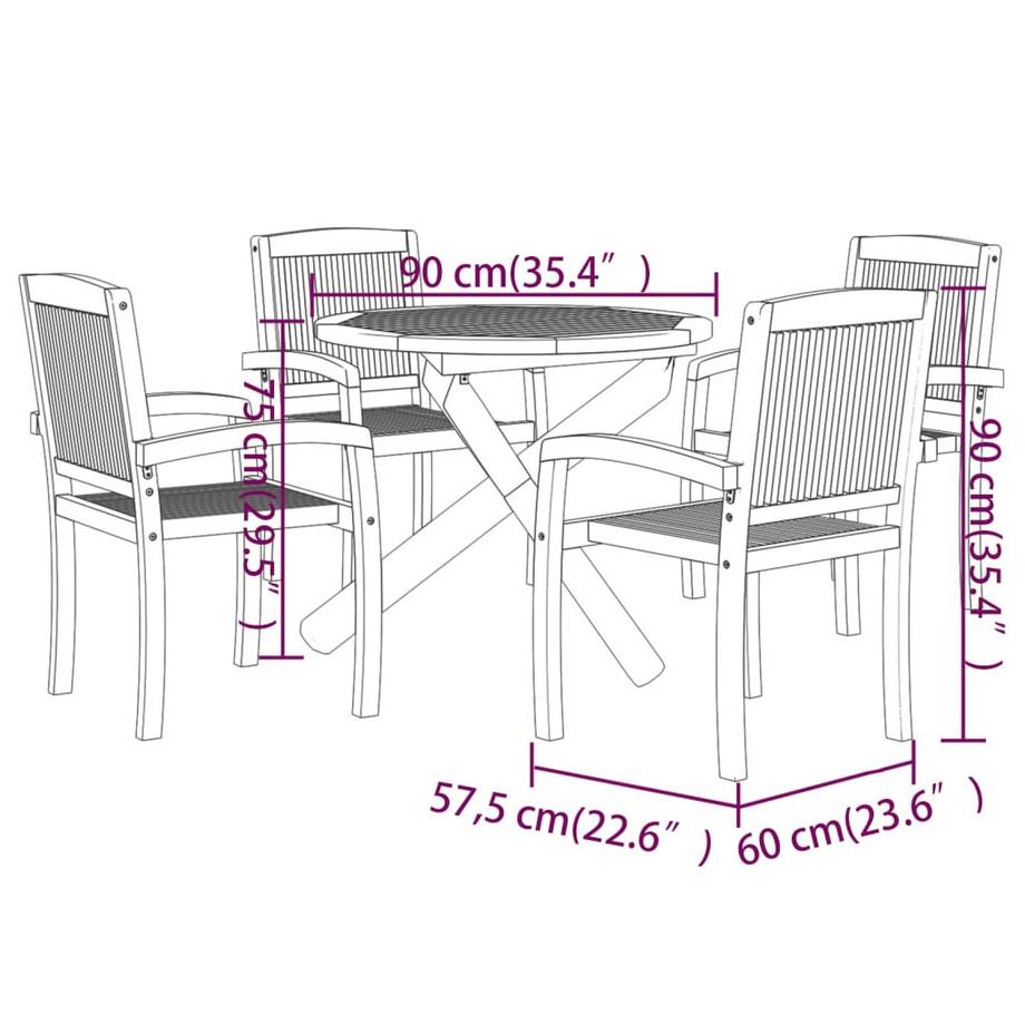 VidaXL Ensemble de salle à manger de jardin bois  