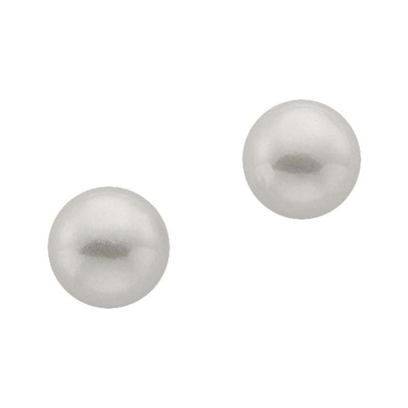 MUAU Schmuck  Clous d'oreilles or blanc 750 perle d'eau douce 7mm 