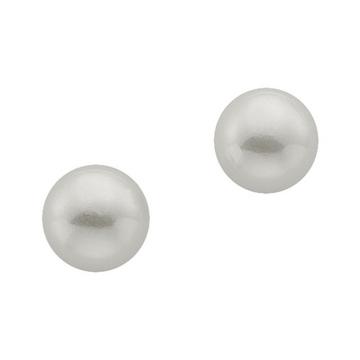 Clous d'oreilles or blanc 750 perle d'eau douce 7mm