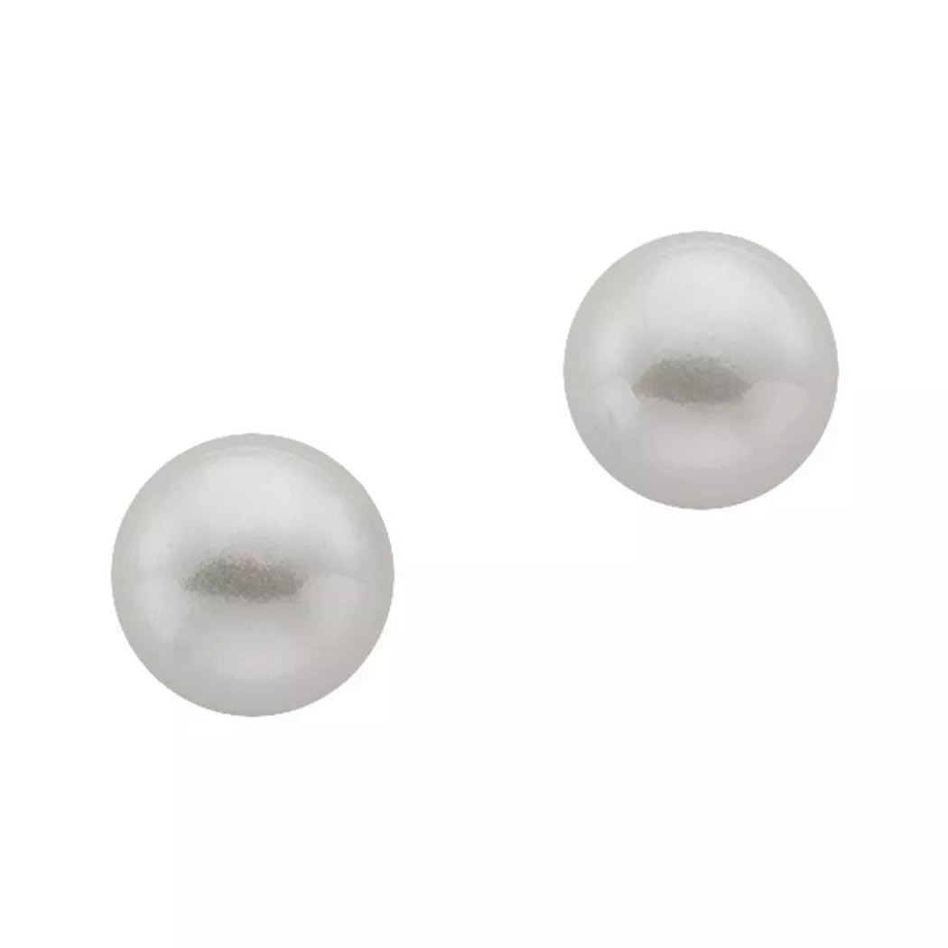 MUAU Schmuck - Ohrstecker Weissgold 750 Süsswasserperle 7mm, One Size, Silber
