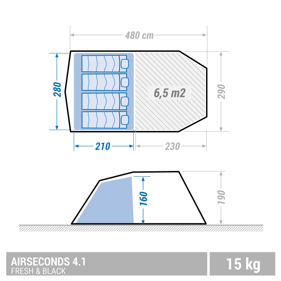 QUECHUA  Zelt - AIR SECONDS 4 1 FB 