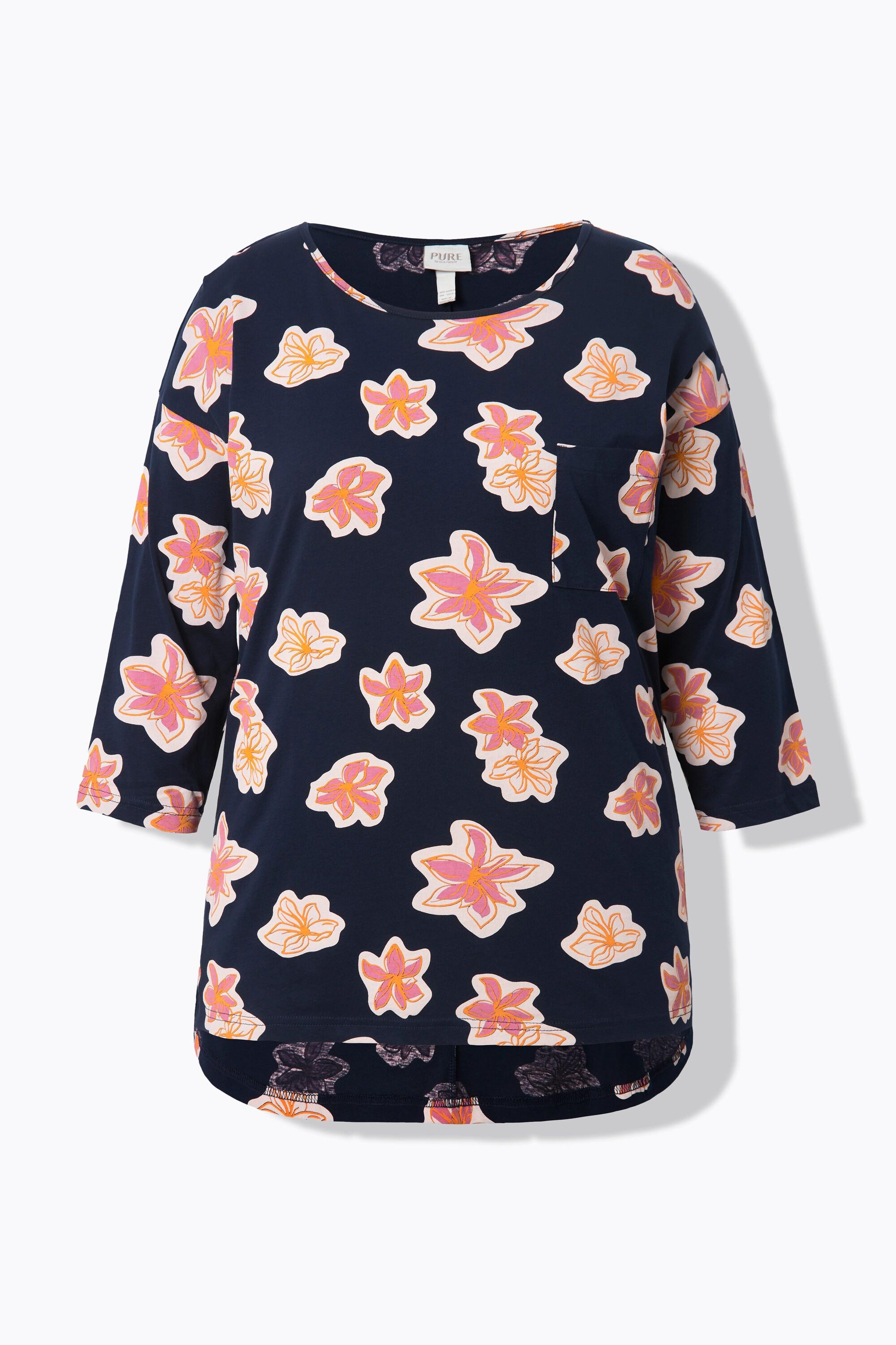 Ulla Popken Maglia Pigiama Oversize Girocollo Manica 3/4 Cotone Biologico  