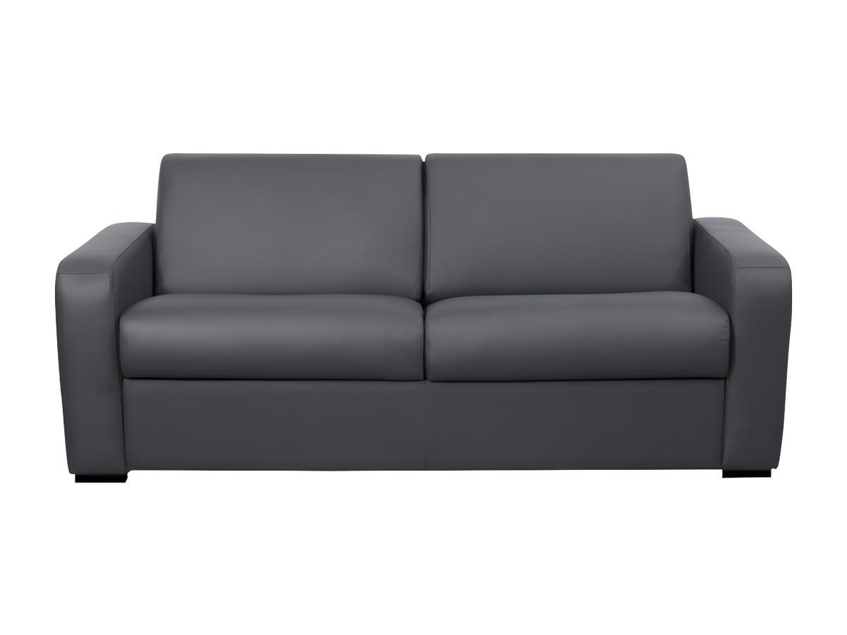 Vente-unique Schlafsofa mit Matratze 3-Sitzer - Matratze 22 cm - Leder - Grau - BEVIS  