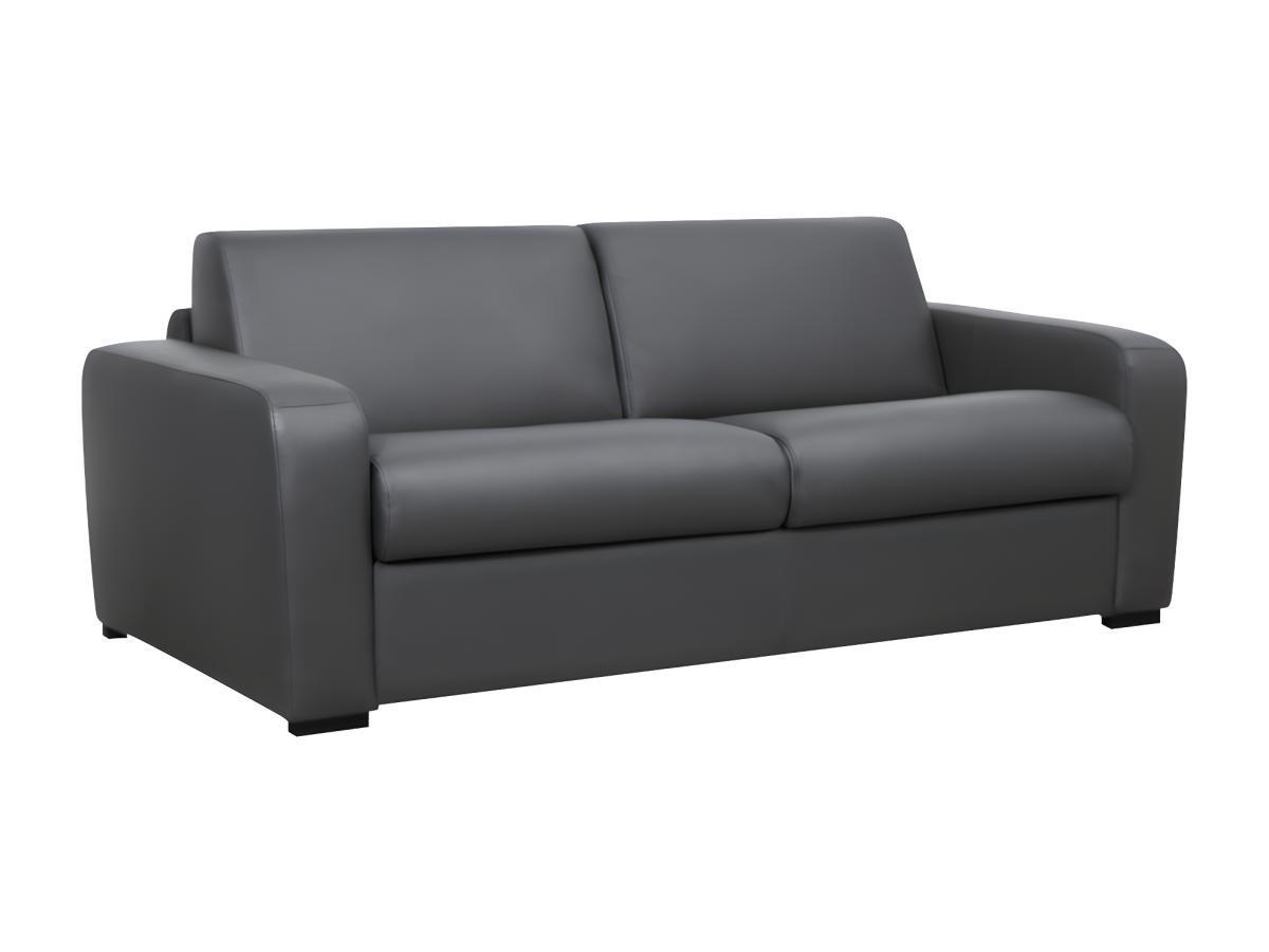 Vente-unique Schlafsofa mit Matratze 3-Sitzer - Matratze 22 cm - Leder - Grau - BEVIS  