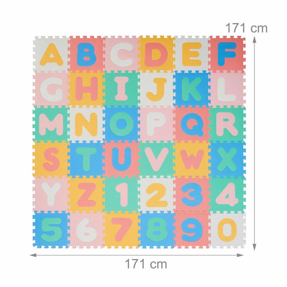 B2X  Bunte Puzzlematte mit ABC und Zahlen 