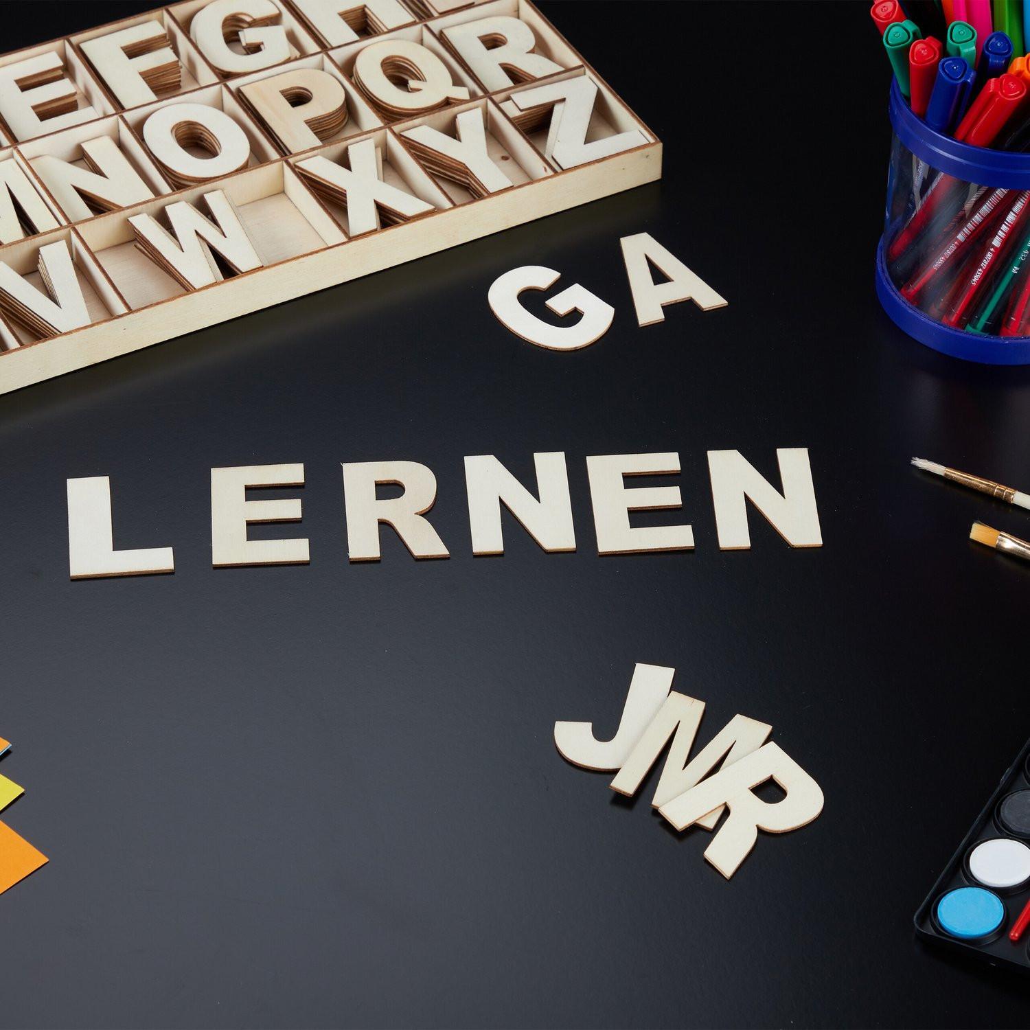 B2X jeu de lettres en bois avec 208 pièces naturelles  