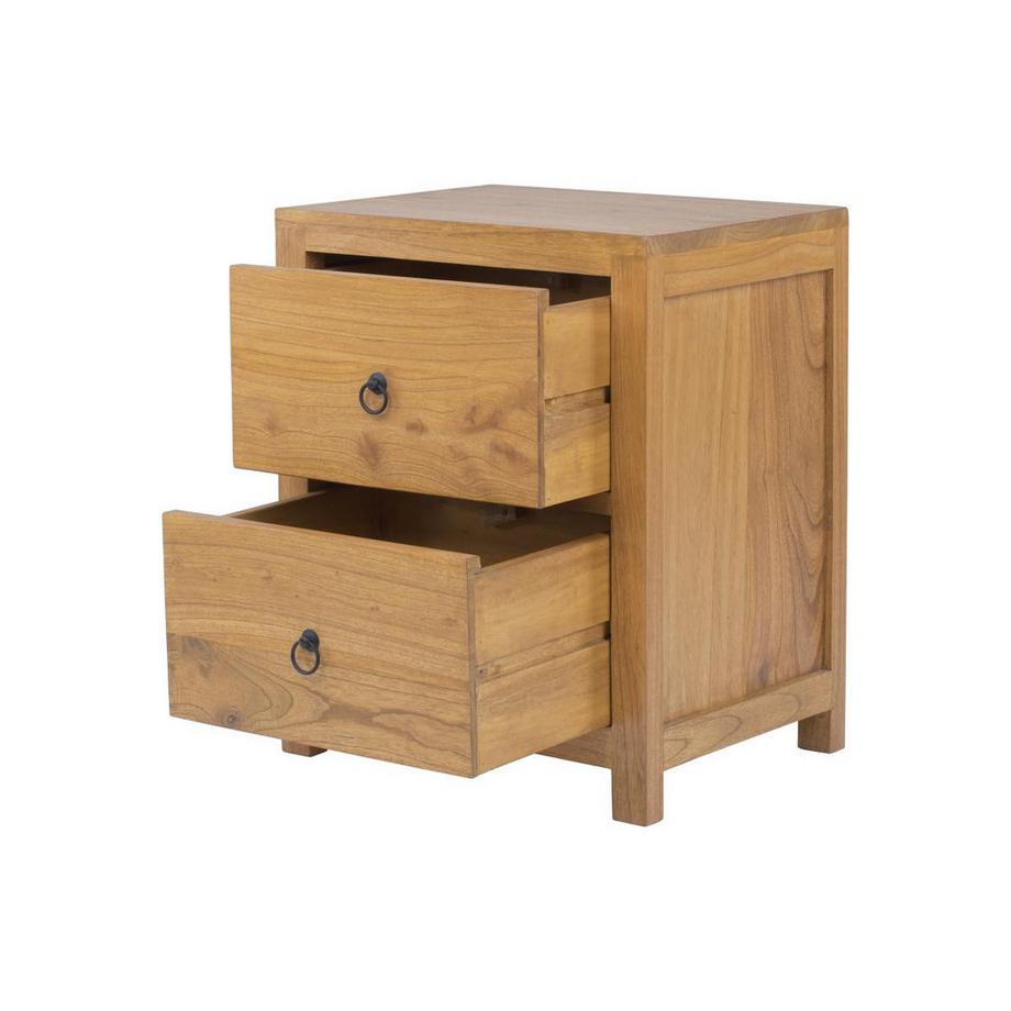 Vente-unique Table de chevet 2 tiroirs - Bois de mindi - Naturel - PILABO  