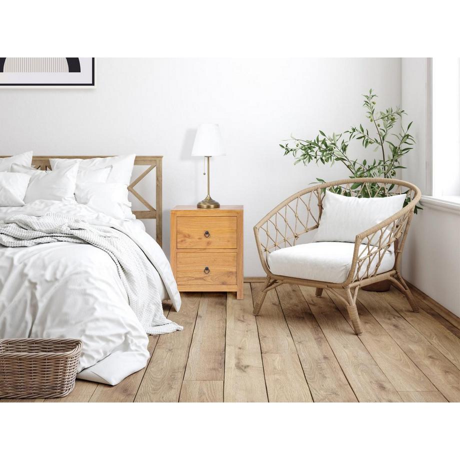 Vente-unique Table de chevet 2 tiroirs - Bois de mindi - Naturel - PILABO  