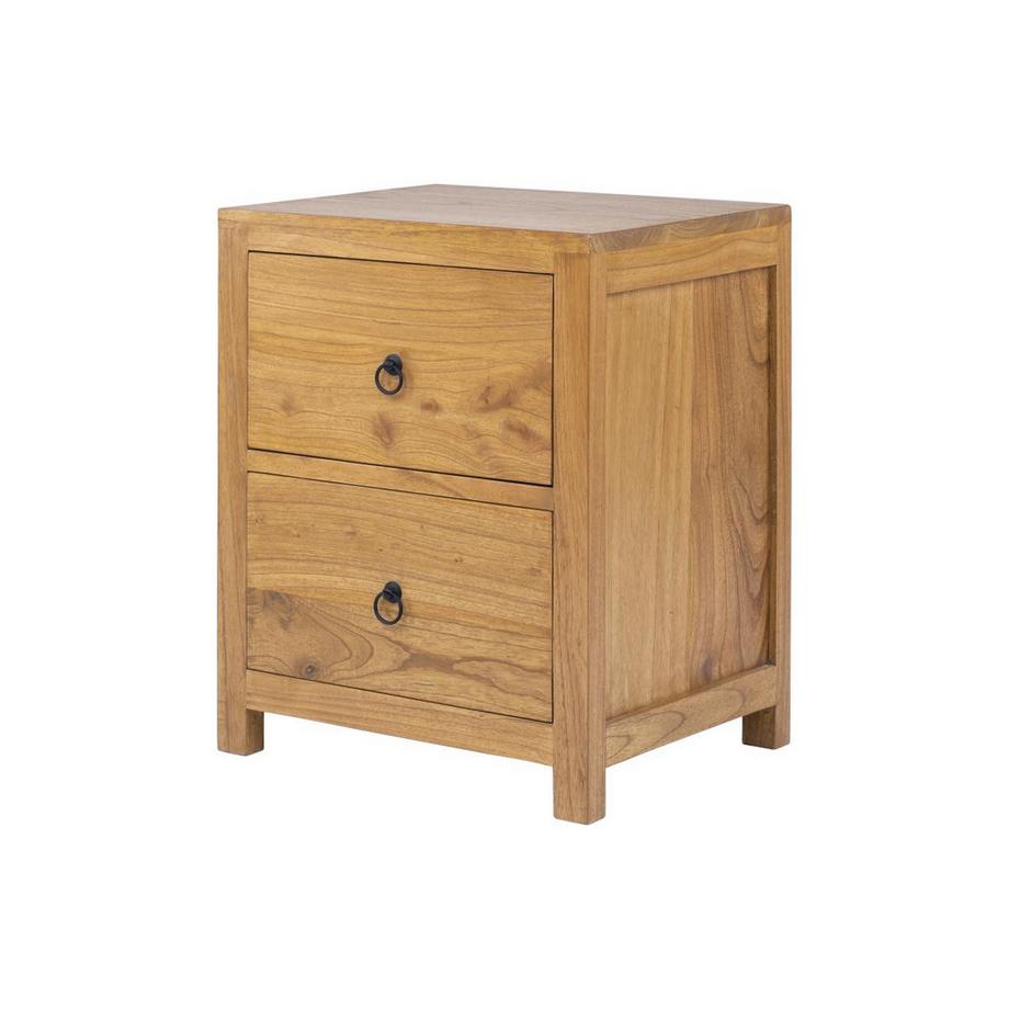 Comodino 2 cassetti Legno di Mindi Naturale  - PILABO