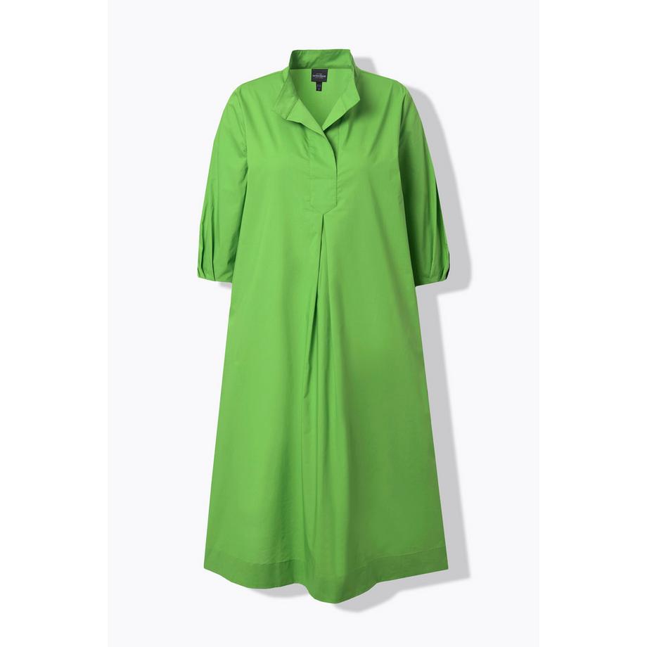 Ulla Popken Robe Midi Papertouch Col Montant Manches 3/4 Coupe Évasée  