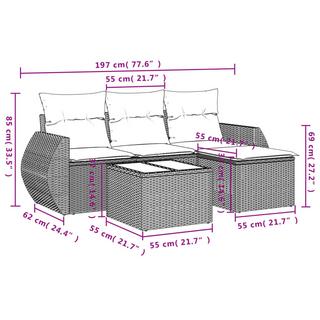 VidaXL Ensemble de canapés de jardin rotin synthétique  