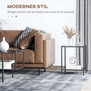 Northio Table basse à 2 étages en verre trempé pour salon  