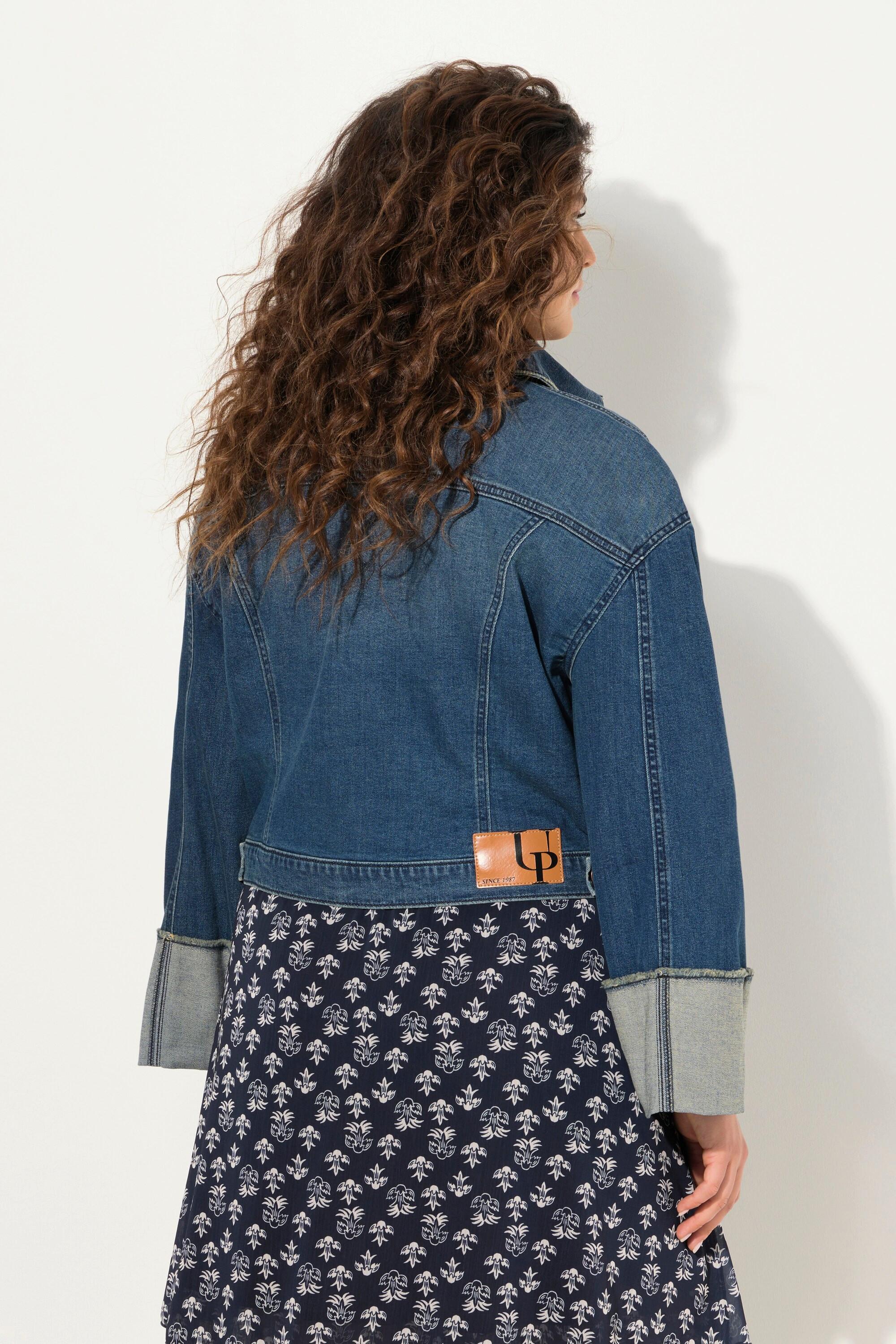 Ulla Popken Giacca di jeans Frange Collo Camicia  